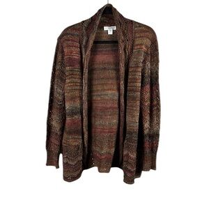 CJ Banks Multicolored Shawl Collar Open Front Cardigan Size XL